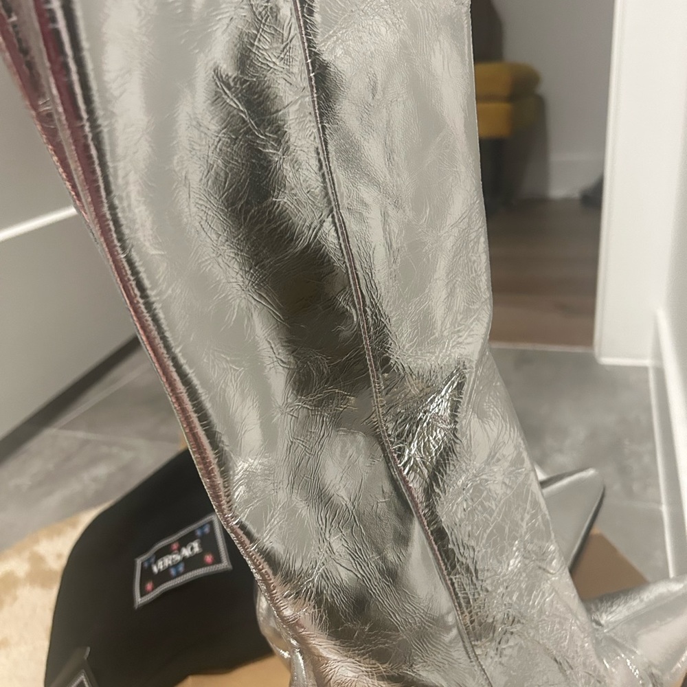 Silver metallic boots